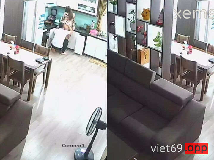 Ảnh 2 của Hack Camera Cặp vợ chồng việt vợ đang nấu ăn thì chồng lột đồ bú lồn và bế lên chịch khắp nhà – Phần 1